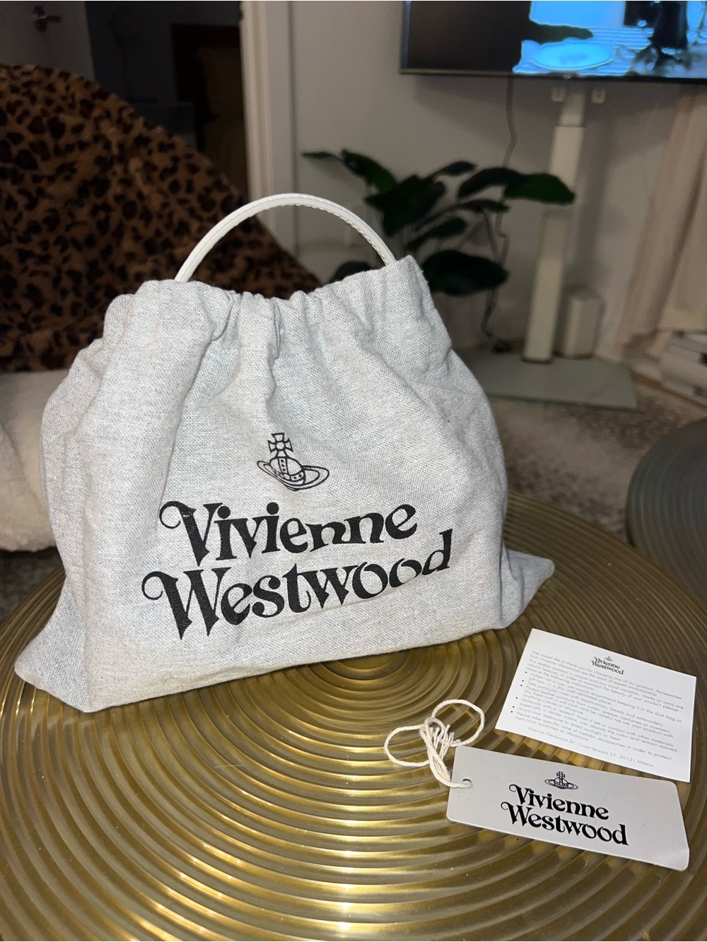 Vivienne Westwood White Croc Mini Handle Bag with Gold Hardware - Picture 2 of 4